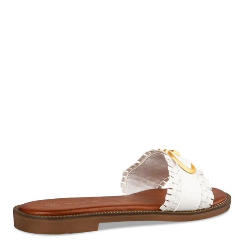 Envie Shoes Φλατ Σανδάλια με Χρυσή Διακοσμητική Αγκράφα Λευκό