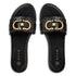 Envie Shoes Φλατ Σανδάλια με Χρυσή Διακοσμητική Αγκράφα Μαύρο