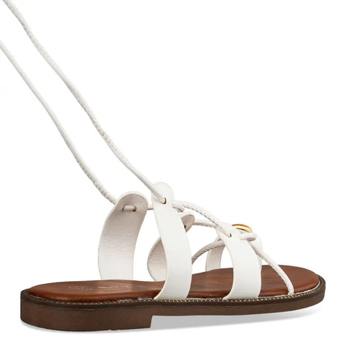 Envie Shoes Σανδάλια με Ρυθμιζόμενα Λουράκια και Δέσιμο στον Αστράγαλο Λευκό