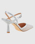 Verde Γυναικείες Slingback Γόβες με Μπαρέτα και Διακοσμητικό σχέδιο με Δίχτυ 28-4028 Ασημί