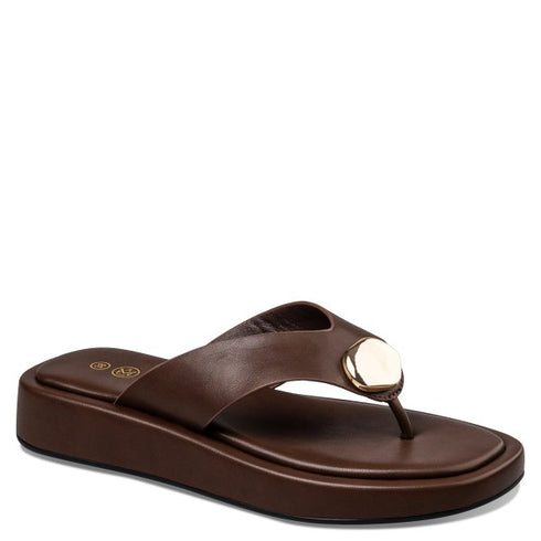 Envie Shoes FLATFORM THONG SANDALS ΚΑΦΕ