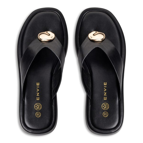 Envie Shoes FLATFORM THONG SANDALS ΜΑΥΡΟ