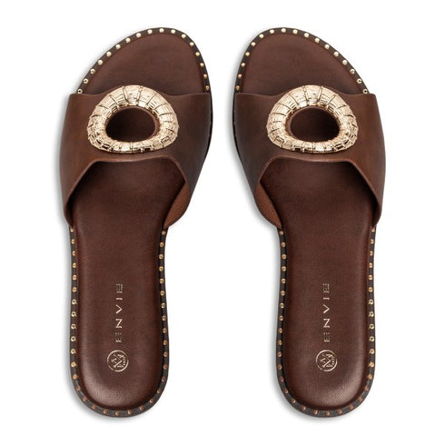 Envie Shoes FLAT SANDALS ΚΑΦΕ