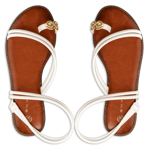 Envie Flat Σανδάλια με Χρυσή Λεπτομέρεια στο Πάνω Μέρος Λευκό