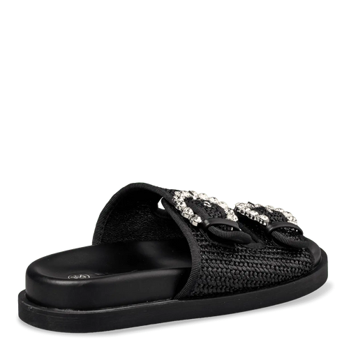 Envie Shoes Γυναικεία Ψάθινα Flatform Σανδάλια με Διακοσμητικές αγκράφες Μαύρο