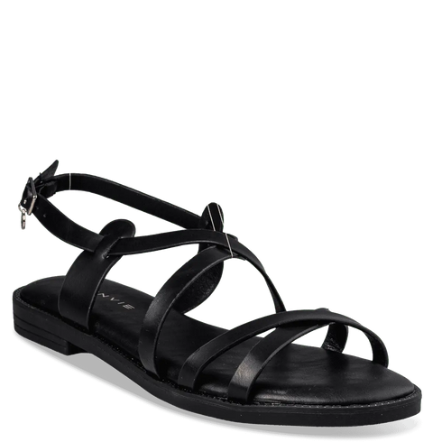 Envie Shoes Σανδάλια με Σταυρωτά Λουράκια και Δέσιμο στον Αστράγαλο Μαύρο