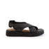 Joy's Γυναικεία Δερμάτινα Flatform Σανδάλια Μαύρο