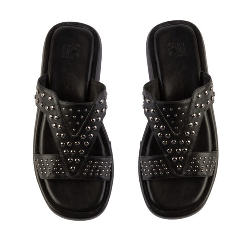 LoveBerry Γυναικεία Flatform Σανδάλια με Διακοσμητικά Τρούκς Μαύρο