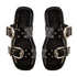 LoveBerry Γυναικεία Flatform Σανδάλια με Ρυθμιζόμενα Λουράκια και Διακοσμητικά Τρούκς Μαύρο