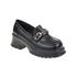 Verde Chunky Loafers με Χρυσή Λεπτομέρεια στο Μπροστά Μέρος 28-3927 Μαύρο