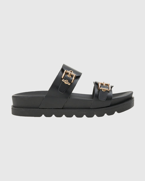 Verde Γυναικεία Flatform Σανδάλια με chunky Σόλα και Ρυθμιζόμενα Λουράκια 28-4090 Μαύρο