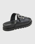 Verde Γυναικεία Flatform Σανδάλια με chunky Σόλα και Ασημί Αγκράφα 28-4085 Μαύρο