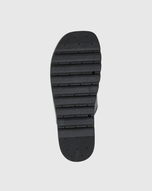 Verde Γυναικεία Flatform Σανδάλια με chunky Σόλα και Ασημί Αγκράφα 28-4085 Μαύρο