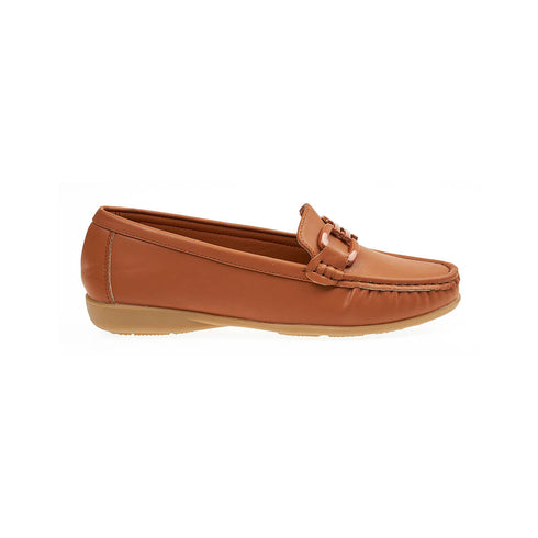 Verde Γυναικεία Loafer με Διακοσμητική Αγκράφα 28-3907 Κάμελ